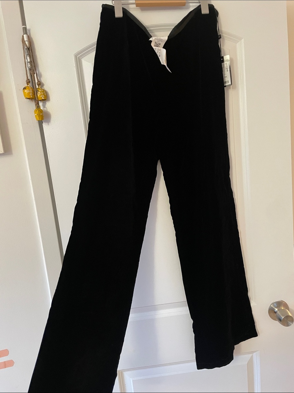 Emporio Armani Black Velvet Wide-Leg Pants